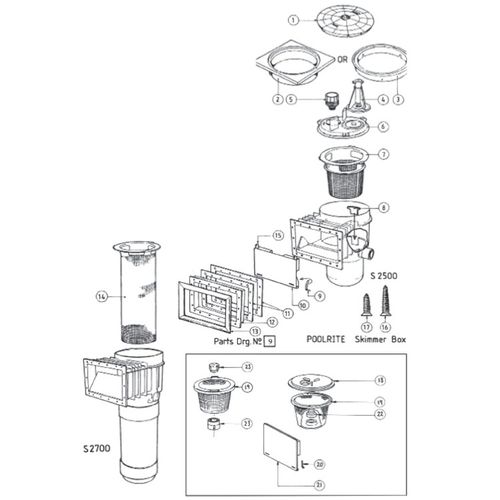 Poolrite S-2500 Skimmer Parts