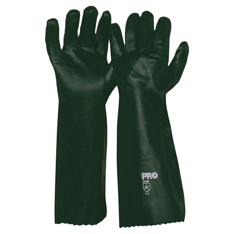 Chemical Resistant PVC Dipped Gloves 45cm Heavy Duty Green