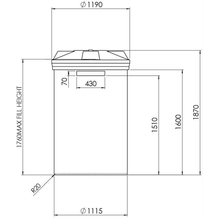 Chemical Tank 1500 Litre Translucent HDPE