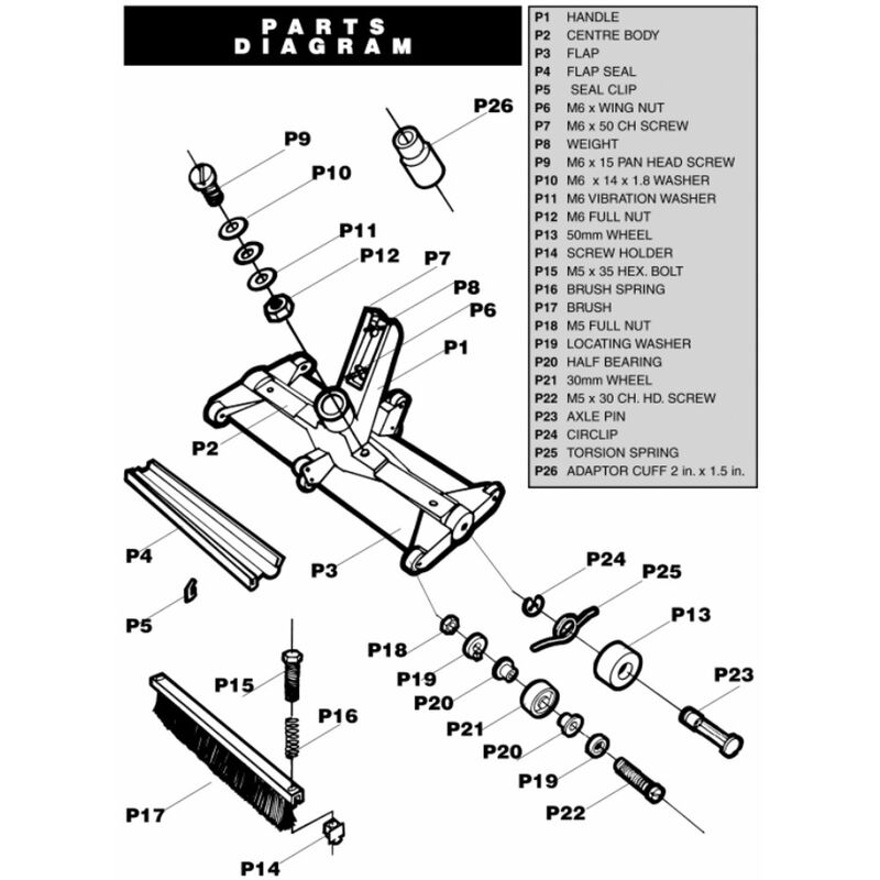 Fairlocks Vacuum Head Part P13 50mm Wheel