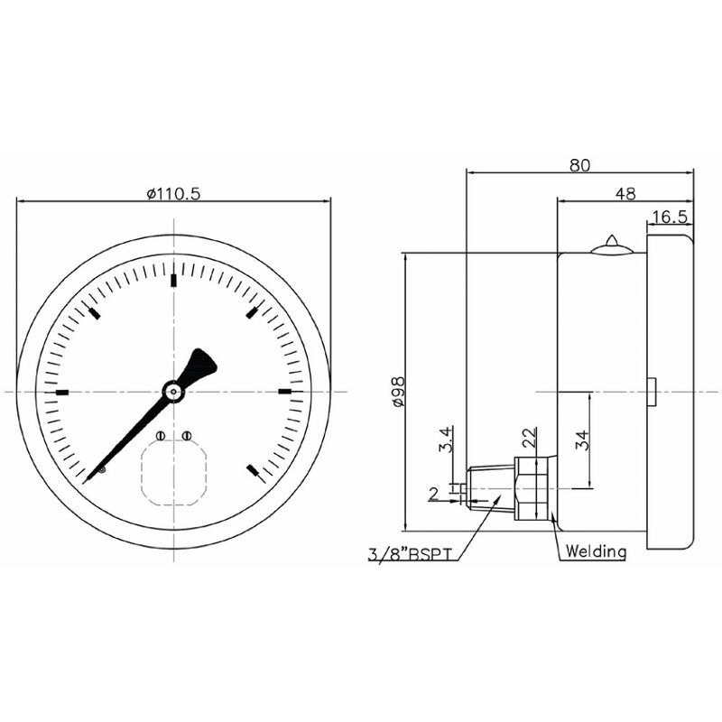 Floyd Pressure Gauge 100mm Rear Entry 1000 kPa Stainless Steel