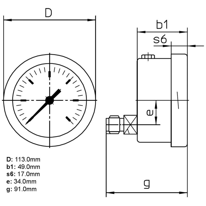 Floyd Pressure Gauge 100mm Rear Entry 2500 kPa Stainless Steel