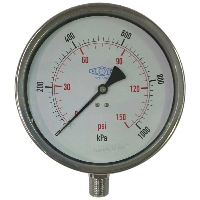 Floyd Pressure Gauge 150mm Bottom Entry 1000 kPa Stainless Steel