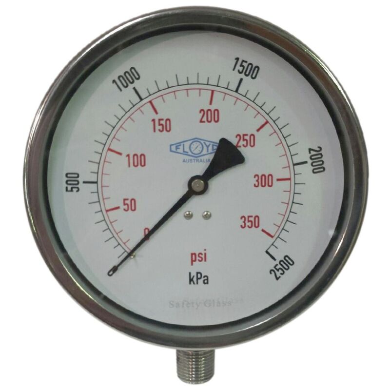 Floyd Pressure Gauge 150mm Bottom Entry 2500 kPa Stainless Steel