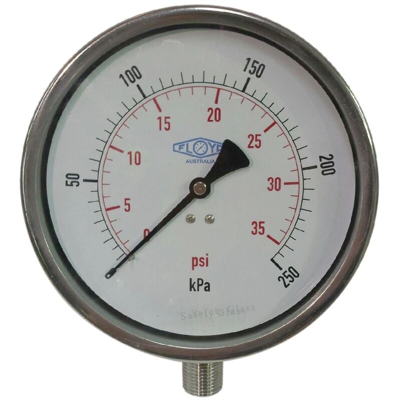 Floyd Pressure Gauge 150mm Bottom Entry 250 kPa Stainless Steel