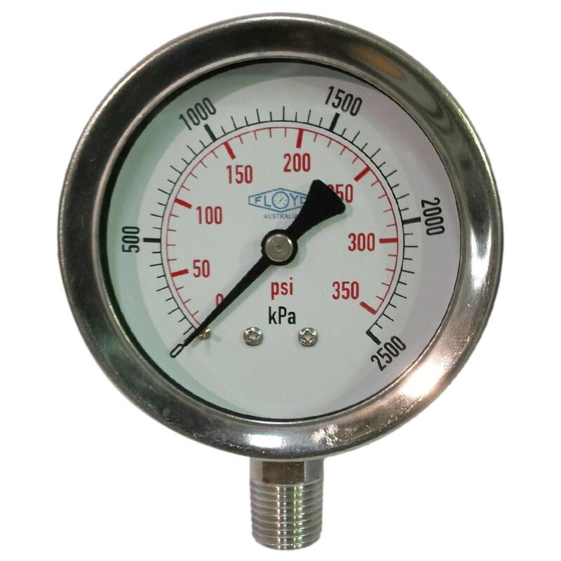 Floyd Pressure Gauge 63mm Bottom Entry 2500 kPa Stainless Steel