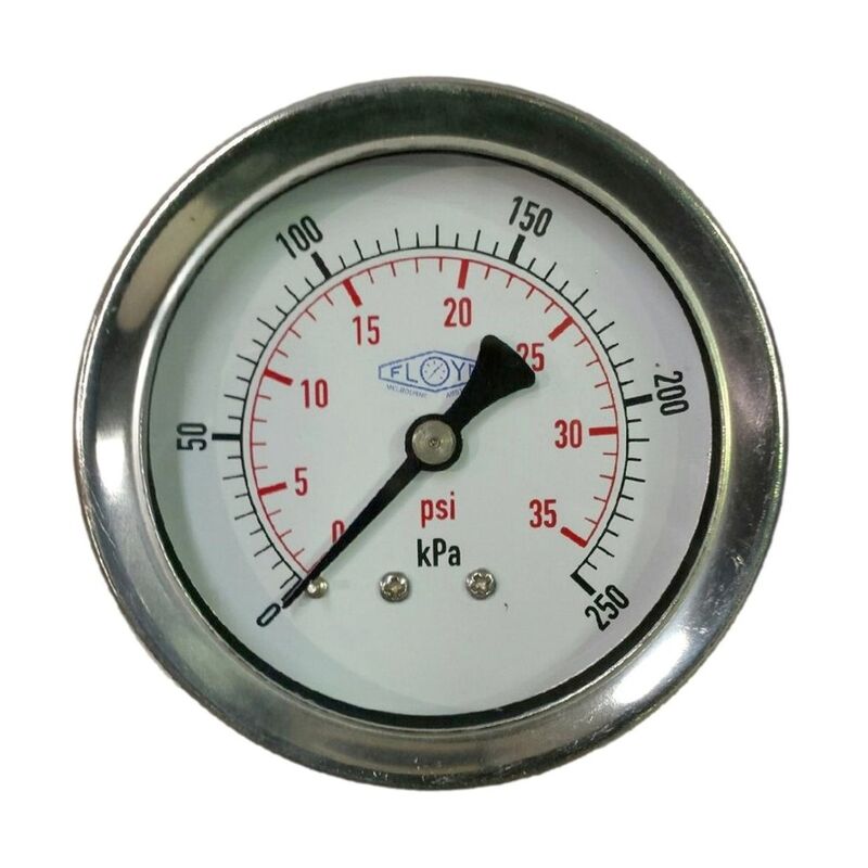 Floyd Pressure Gauge 63mm Rear Entry 250 kPa Stainless Steel