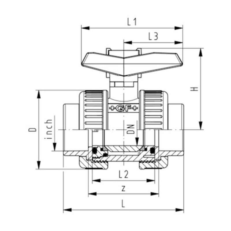 Georg Fischer GF Type 375 PVC Ball Valve 20mm