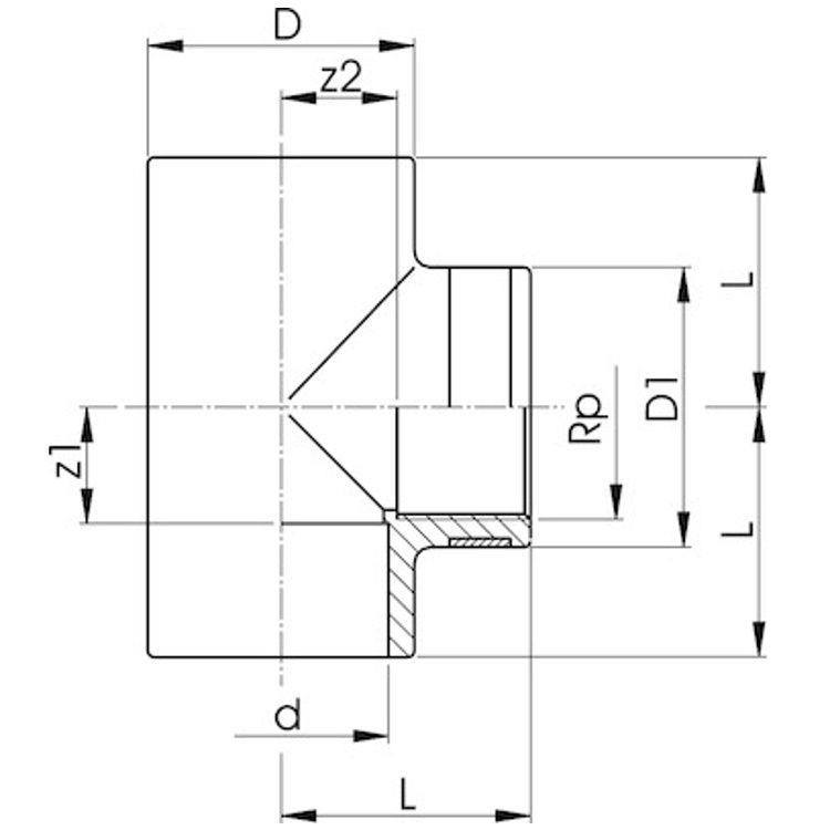 Georg Fischer PVC Adaptor Tee 90 BSP 15mm