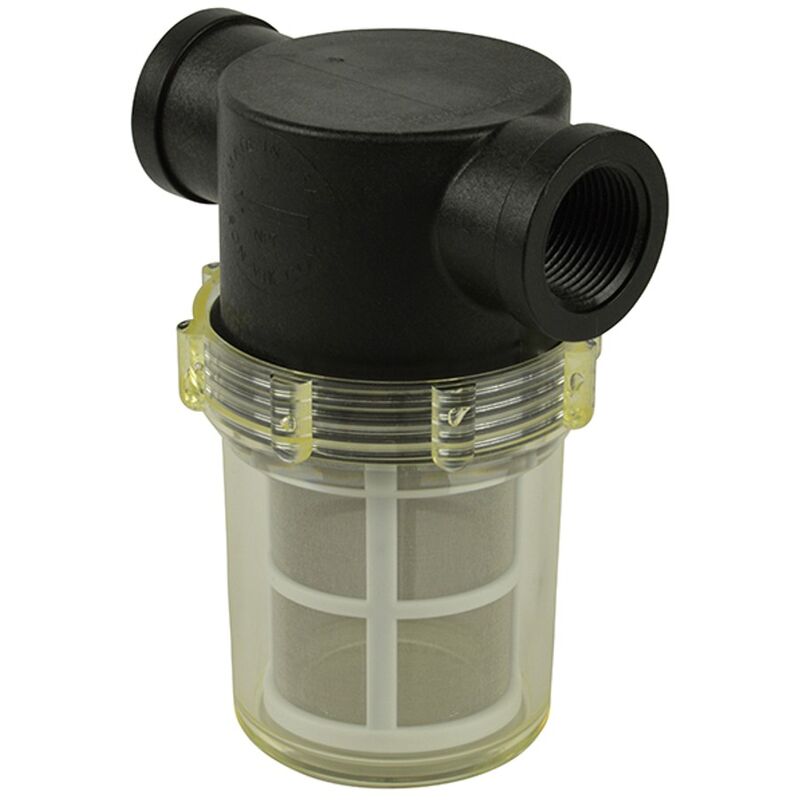 Inline Water Filter Large Polypropylene Body NPT Clear Bowl White SS Screen