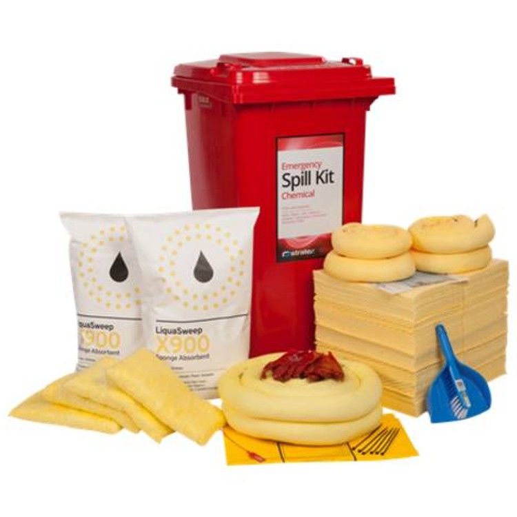 Liquid Chemical Spill Kit 240 Litre Wheeled Bin Standard Model