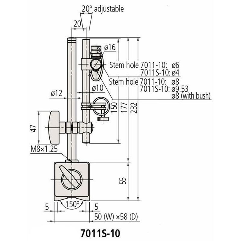 Mitutoyo Magnetic Stand With Fine Adjustment 7011S-10