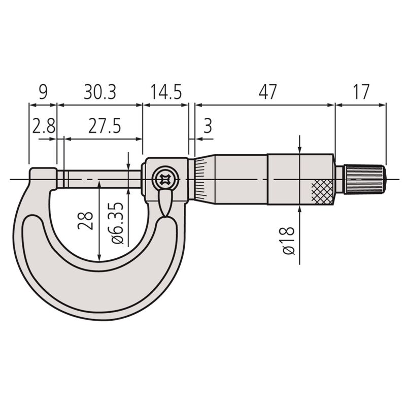 Mitutoyo Outside Micrometer Metric 25mm 103137