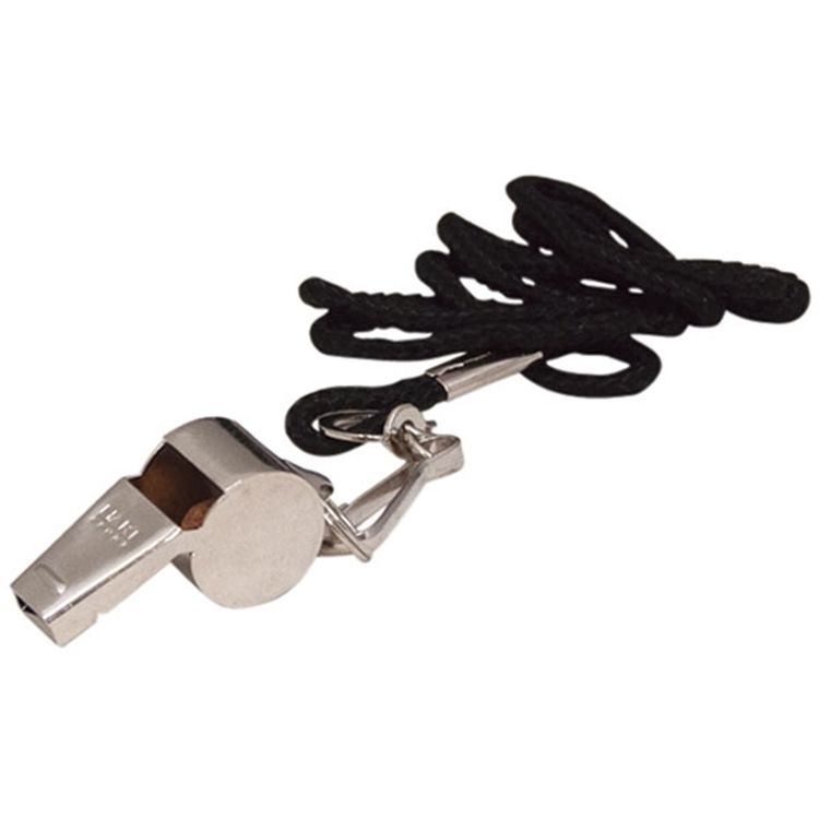 Nickel Plated Whistle with Lanyard
