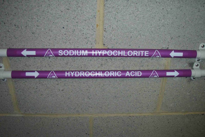 Pipe Label Sodium Hypochlorite Left