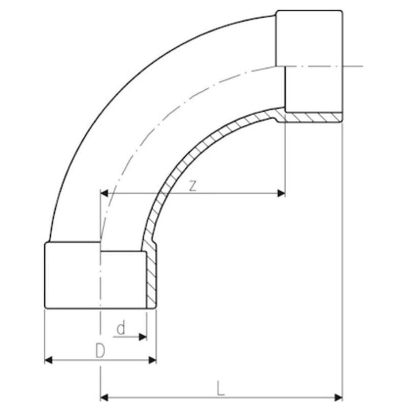 Waterco PVC Elbow 90 Long Radius 50mm