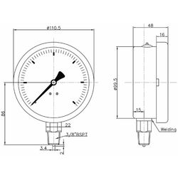 Floyd Pressure Gauge 100mm Bottom Entry 1000 kPa Stainless Steel