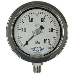 Floyd Pressure Gauge 100mm Bottom Entry 100 kPa Stainless Steel