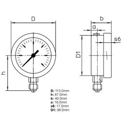 Floyd Pressure Gauge 100mm Bottom Entry 2500 kPa Stainless Steel