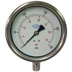 Floyd Pressure Gauge 100mm Bottom Entry 250 kPa Stainless Steel