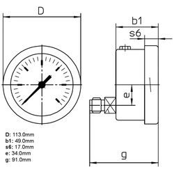 Floyd Pressure Gauge 100mm Rear Entry 100 kPa Stainless Steel Adjustable Pointer