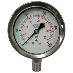 Floyd Pressure Gauge
63mm Dial - 250 kPa
(Bottom Connection)