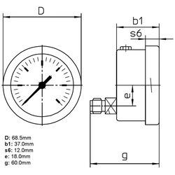 Floyd Pressure Gauge 63mm Rear Entry 2500 kPa Stainless Steel