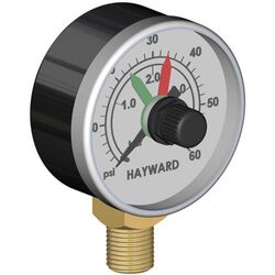 Hayward Pressure Gauge
With Adjustable Pointers
(Bottom Connection)