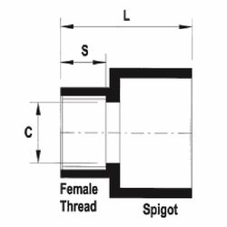 Vinidex PVC FI Adaptor BSP Spigot 50mm x 40mm