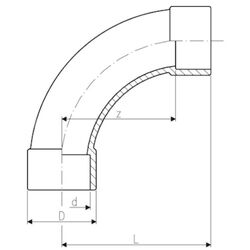 Waterco PVC Elbow 90 Long Radius 50mm