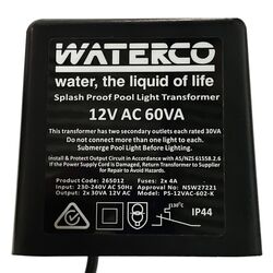 Waterco Pool Light Transformer 12v 60 Watt Dual Output